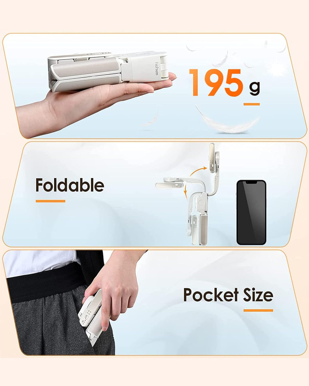 Single Achsen Smartphone Gimbal, hohem iSteady Q 4 in 1 Stabilisator mit Tripod, Selfie Stick Stativ