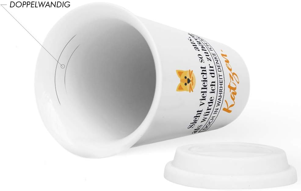 JUNIWORDS To-Go Becher mit Deckel, Sieht vielleicht so aus, als würde ich dir zuhören. Doch in Wahrh