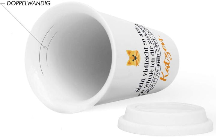 JUNIWORDS To-Go Becher mit Deckel, Sieht vielleicht so aus, als würde ich dir zuhören. Doch in Wahrh