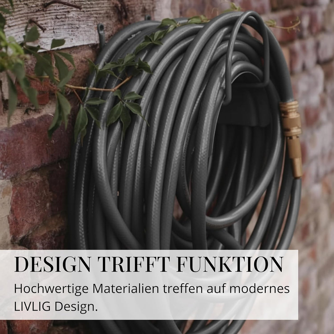 Livlig53 Gartenschlauch Halterung für 1/2 Zoll Schläuche bis 30m aus verzinktem Stahl, Wandhalterung