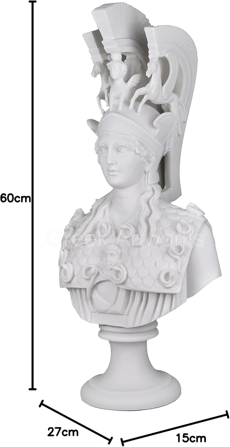 Athena Minerva Büste Kopf griechische römische Göttin Statue Skulptur gegossener Marmor