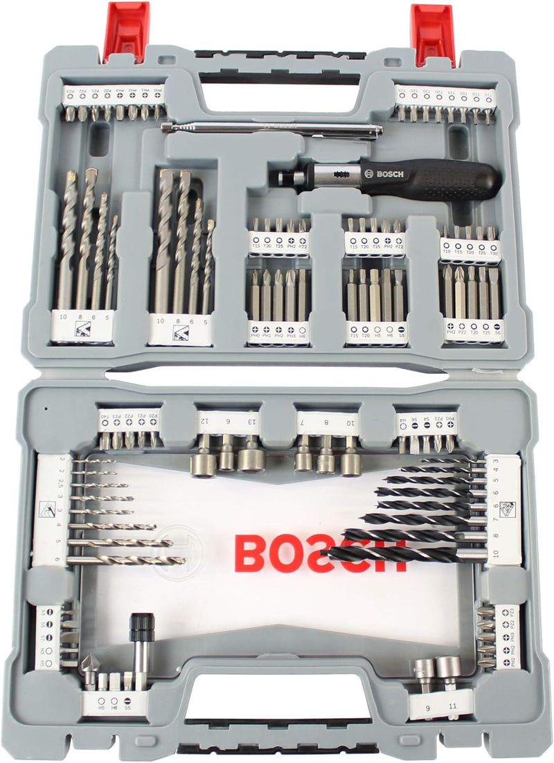 Bosch 105tlg. X-Line Bohrer- und Schrauberbit-Set (für Holz, Stein und Metall, inkl. Ratschen-Schrau