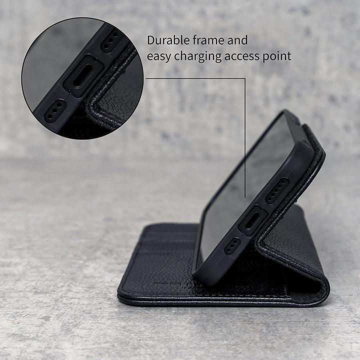 Porter Riley - Lederhülle für iPhone 11 (6.1"). Premium Echtleder Standhülle/Cover/Brieftasche mit [