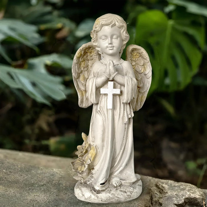 Tuzsocr Solar Engel Gartenstatuen - Betende Engel, LED-Schutzengel-Figur, Wetterfeste Engel Figur am