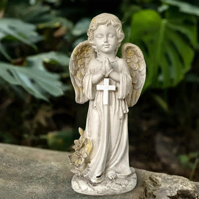 Tuzsocr Solar Engel Gartenstatuen - Betende Engel, LED-Schutzengel-Figur, Wetterfeste Engel Figur am