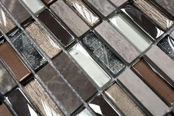 Mosaik Fliese Transluzent hellbraun silber grau Rechteck Glasmosaik Crystal Stein hellbraun für WAND