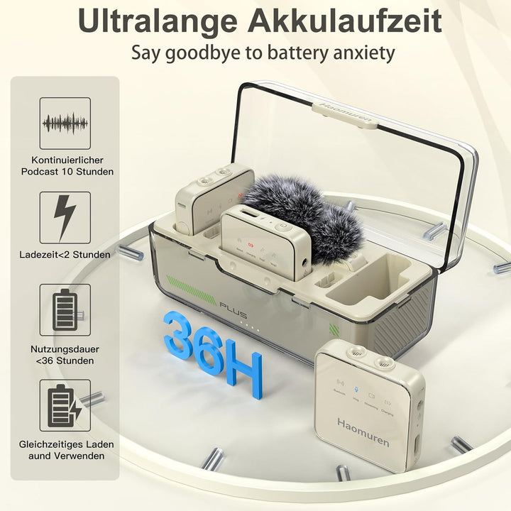 Kabelloses Lavalier-Mikrofon 2er-Pack, kabelloses Mikrofon, kompatibel mit *Phone/Android/Kamera/PC,