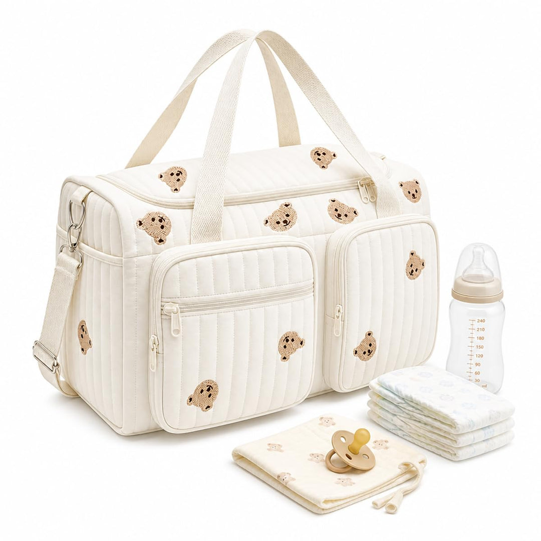 BADCRIS Baby Wickeltasche Grosse Kliniktasche 48×26×22cm Reisewindeltasche | Wickelrucksack Baumwoll
