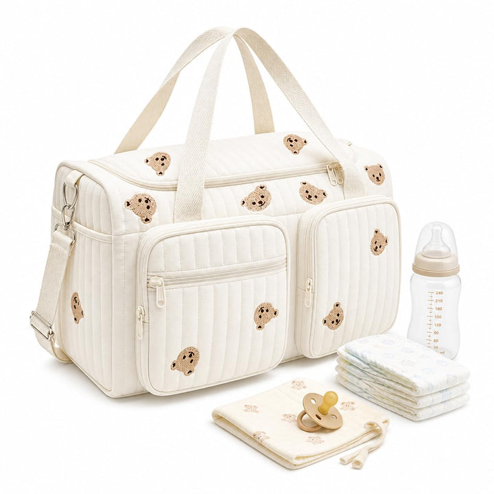 BADCRIS Baby Wickeltasche Grosse Kliniktasche 48×26×22cm Reisewindeltasche | Wickelrucksack Baumwoll