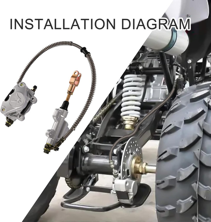 GOOFIT Hinter Disc Hauptbremszylinder mit Bremssattel Ersatz für Taotao ATV Quad 150cc 200cc 250cc