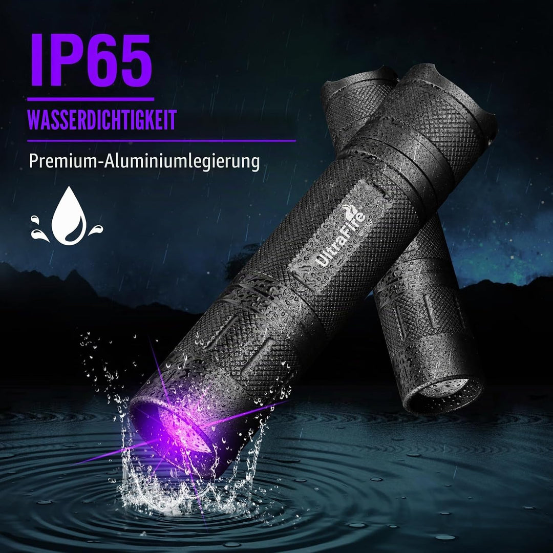 UltraFire UV Taschenlampe 395-405nm Zoomable UV Licht, Einstellbarer Fokus LED Schwarzlicht Ultravio