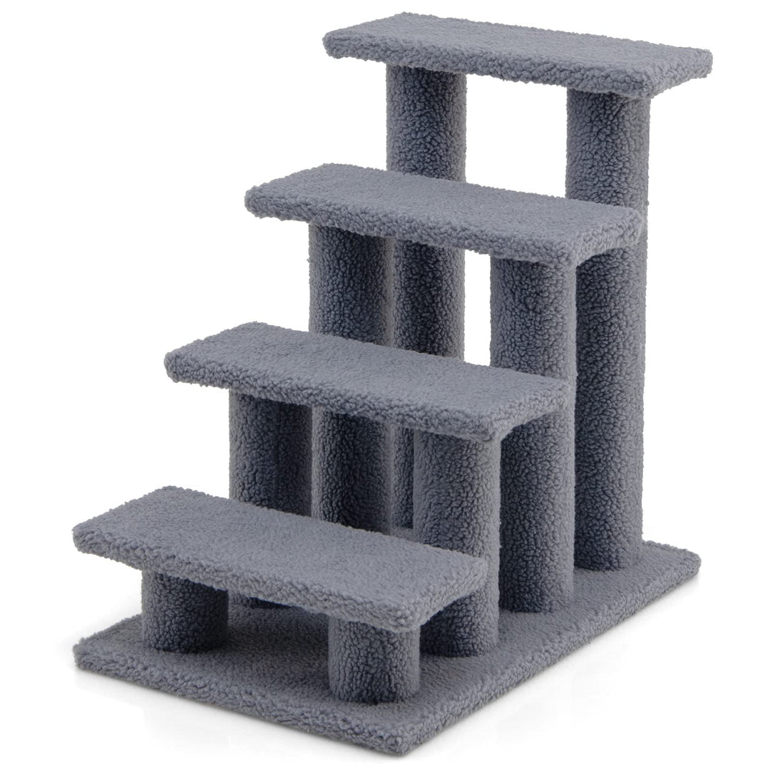 GYMAX Tiertreppe 4 Stufen Katzentreppe Hundetreppe Treppe für Katze Kletterbaum Katzenbaum 60,5 x 41