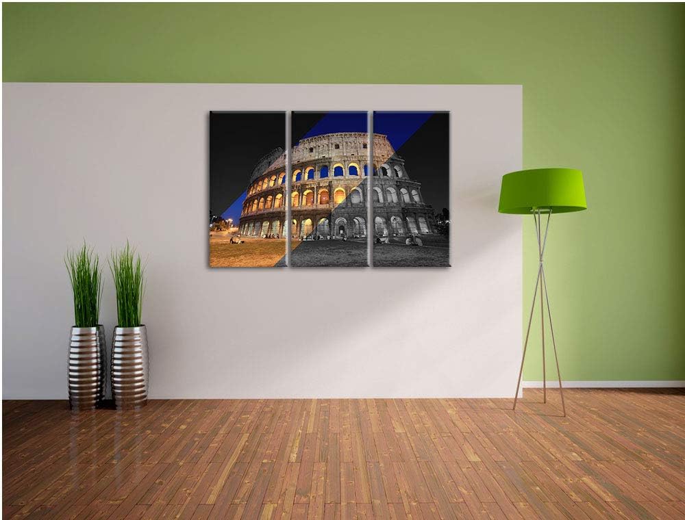 Pixxprint Colosseum in Rom Italien als Leinwandbild | Grösse: 3 Teilig (120x80) | Wandbild| Kunstdru