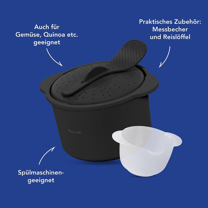 Rosenstein & Söhne Reiskocher mit Deckel: 2er-Set Mikrowellen-Reiskocher, 2,5 Liter, spülmaschinenge