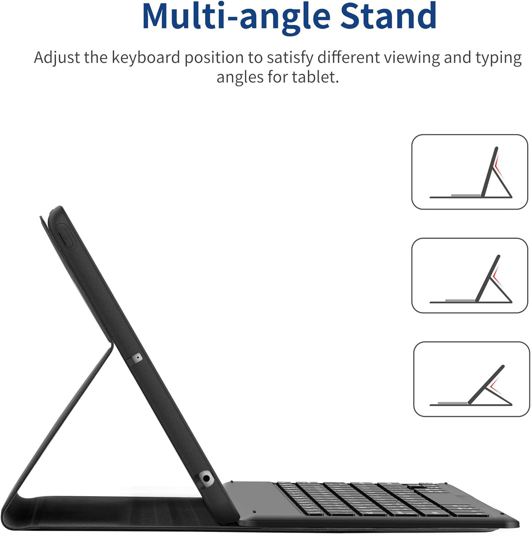 EasyAcc Tastatur Hülle Kompatibel mit iPad 10.2 Zoll 9. / 8. und 7 Generation mit Schutzfolie, [QWER
