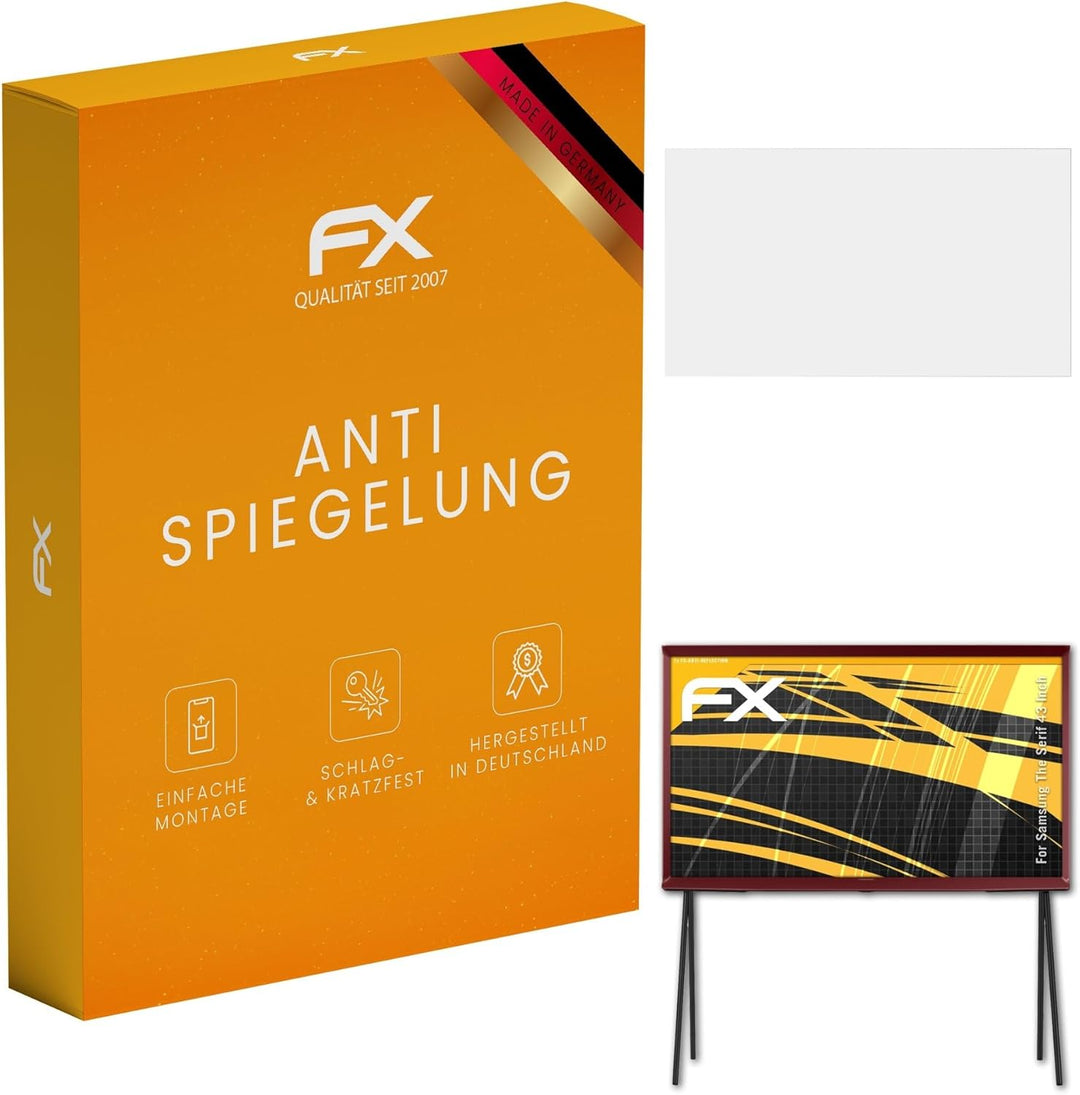 atFoliX Panzerfolie kompatibel mit Samsung The Serif 43 Inch Schutzfolie, entspiegelnde und stossdäm