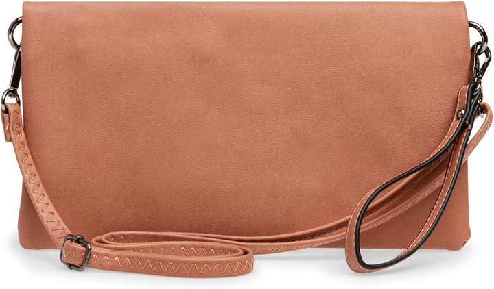 Caspar TA392 elegante Damen Briefumschlag Clutch Tasche Abendtasche Einheitsgrösse Altrosa, Einheits
