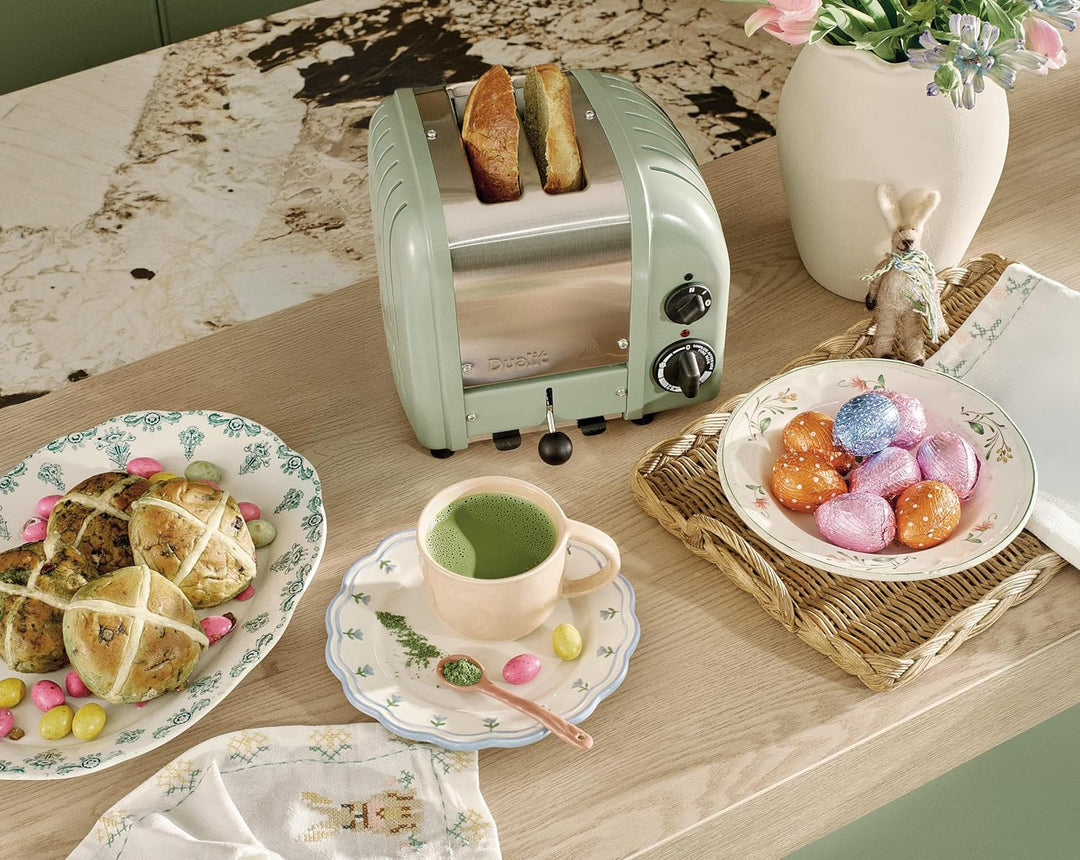 Dualit NEWGEN Toaster 2 Scheiben, ProHeat®-Heizelemente, handgefertigt UK | salbeigrünes Edelstahlge