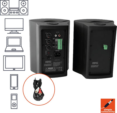 celexon Aktivlautsprecher-Set schwarz - 2X 30W - leistungsstarke Audio-Boxen - inkl Wandhalterung -