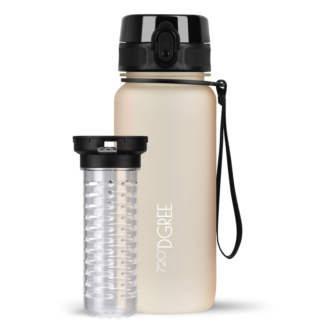 720°DGREE Trinkflasche “uberBottle“ 350ml, 500ml, 650ml, 1l softTouch +Früchtebehälter - Auslaufsich