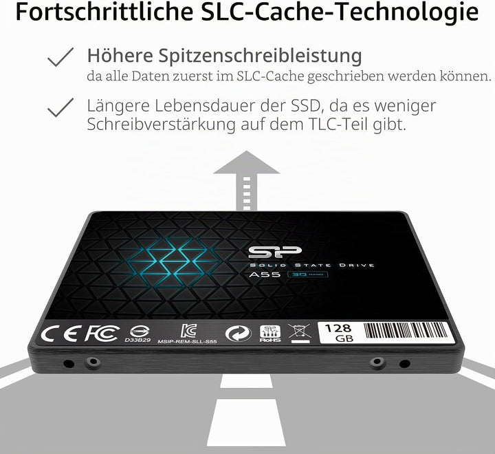 Silicon Power 2-Pack 128GB SSD 3D NAND A55 SLC Cache Performance Boost SATA III 2.5" 7mm (0.28") Int