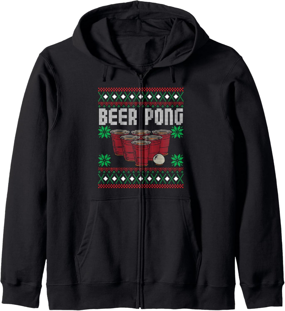 Beer Pong Ugly Christmas Funny Drinking Game Holiday Xmas Kapuzenjacke