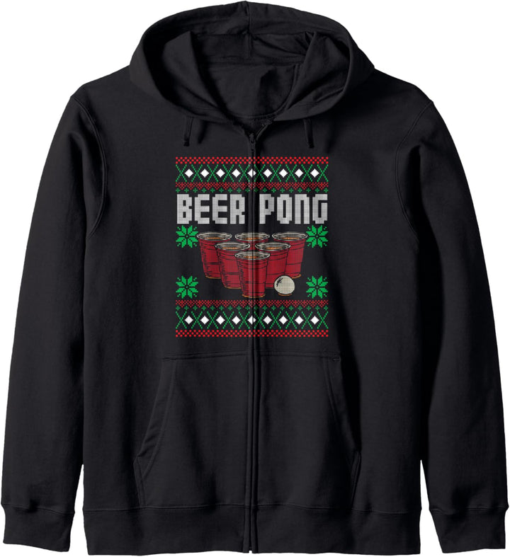 Beer Pong Ugly Christmas Funny Drinking Game Holiday Xmas Kapuzenjacke