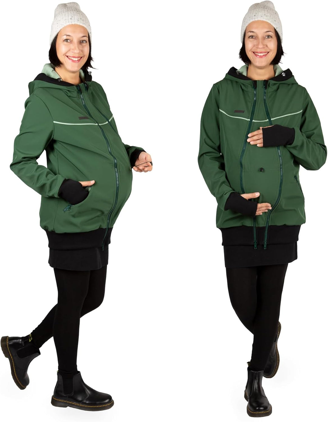 Viva la Mama 4in1 Tragejacke für Tragen auf dem Rücken oder der Brust, Softshell, Umstandsjacke + Kä