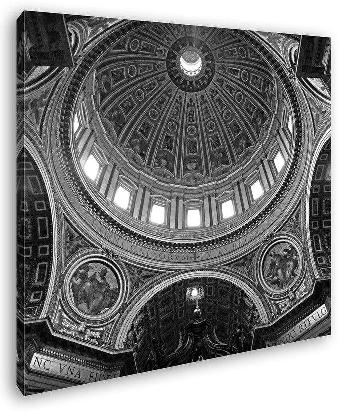 Kuppel der Basilika im Vatikan Format: 60x60 Effekt: Schwarz&Weiss als Leinwandbild, Motiv auf Echth