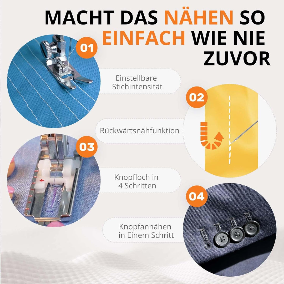 HTVRONT Nähmaschine mit Verlängerungstisch- Sewing Machine Nähmaschine Anfänger mit 38 Nähprogrammen