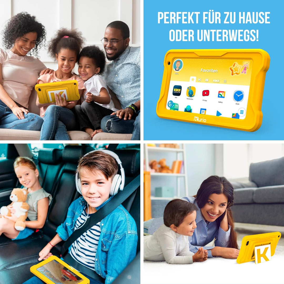 KURIO Kinder Tablet ab 3 Jahren – KiKa Lerntablet für Vorschulkinder mit Silikon-Schutzhülle, 32 GB