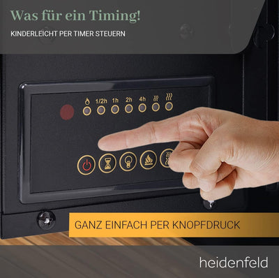 Heidenfeld Elektrokamin HF-WK300 - 𝟯 𝐉𝐀𝐇𝐑𝐄 𝐆𝐀𝐑𝐀𝐍𝐓𝐈𝐄 - 1500 Watt - LED Kamin mit 10 Farben - Fernbedi