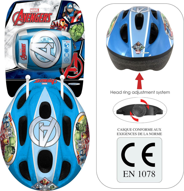 Stamp Jungen Stamp Helmet + Elbow and Knee Pads HELM ELLBOGEN KNIE SCHUTZ AVENGERS, Blau, 52/56 cm E