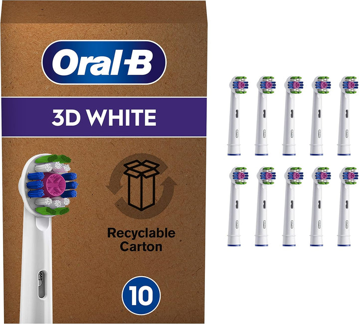Oral-B 3DWhite Aufsteckbürsten für elektrische Zahnbürste, 10 Stück, aufhellende Zahnreinigung mit C