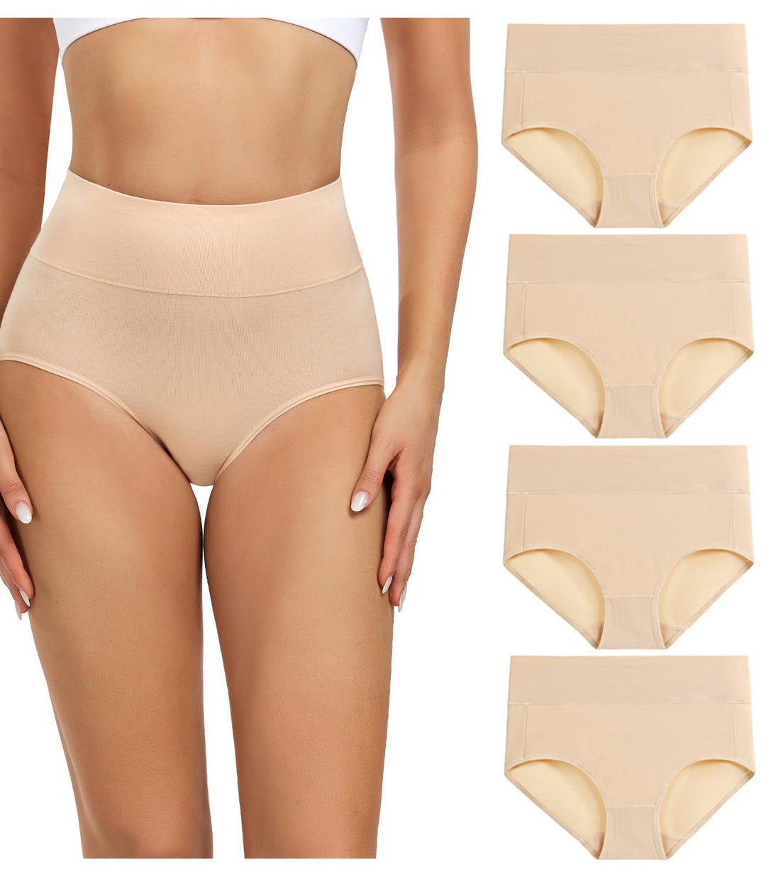 wirarpa Unterhosen Damen Baumwolle Frauen Unterwäsche Hohe Taille Slips Hoher Taillenslip 4er Pack 4