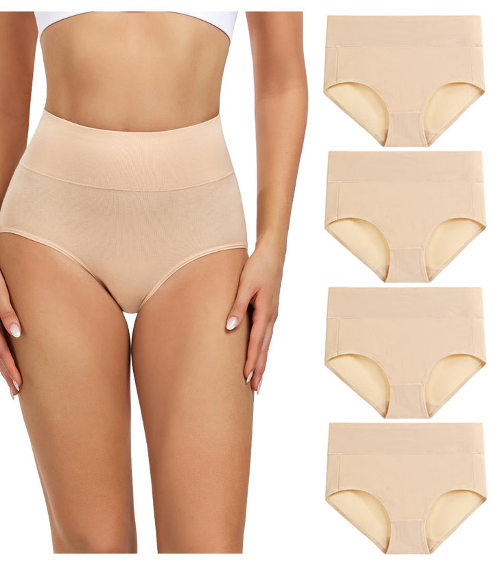 wirarpa Unterhosen Damen Baumwolle Frauen Unterwäsche Hohe Taille Slips Hoher Taillenslip 4er Pack 4