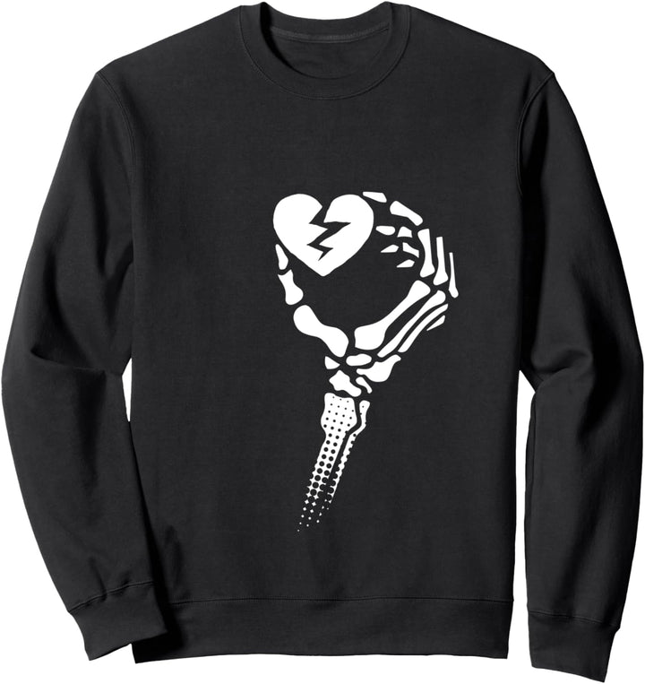 Skeleton Hand Holding Broken Heart Sweatshirt