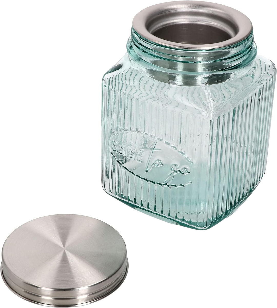 MamboCat 6tlg Set Salat to Go Vorratsglas 1 L I Aufbewahrungsbehälter für Salat I 100% recyceltes Gl