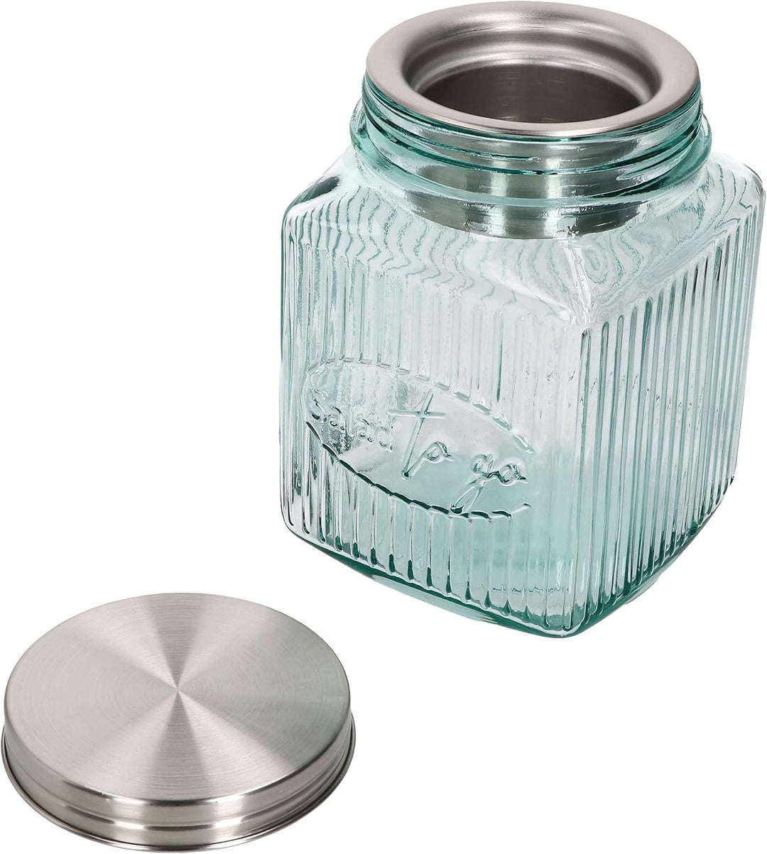 MamboCat 3tlg Set Salat to Go Vorratsglas 1 L I Aufbewahrungsbehälter für Salat I 100% recyceltes Gl