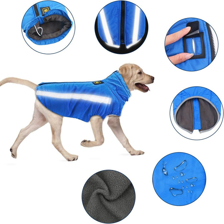 Idepet Wasserdichter Hundemantel Winter Warme Jacke, Winddichte Haustierkleidung Hundejacke Outfit f