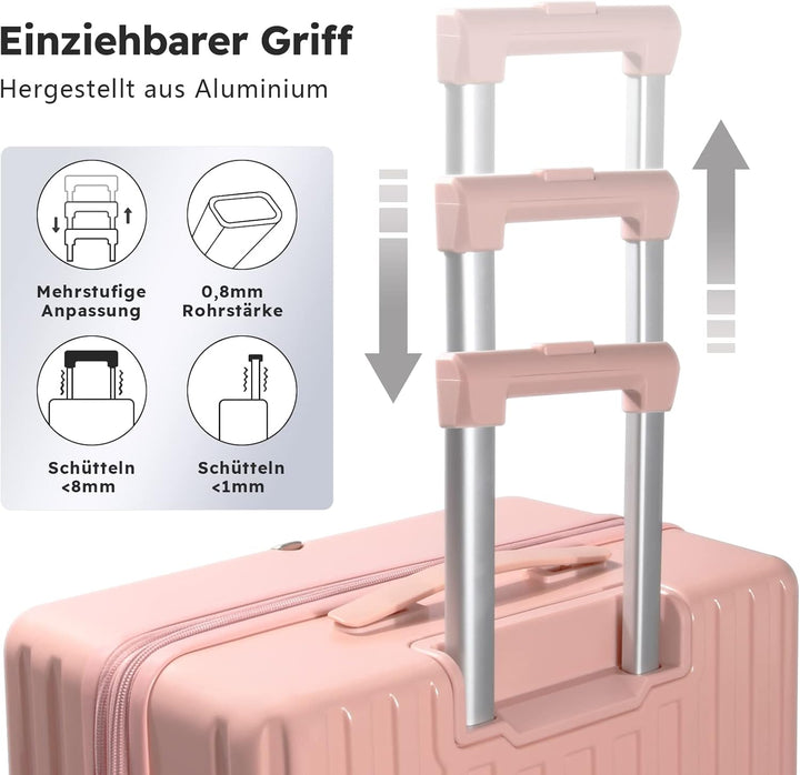 MGOB Koffer Mittelgross Hartschalen Erweiterbar in Polycarbonat Reisekoffer mit 4 Rollen und Haken |