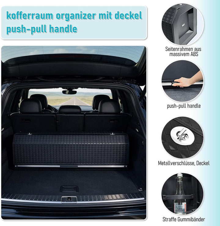 Kofferraumdeckel-Organizer mit Fächern und Push-Pull-Griff für 107*29*31cm, 107*29*31cm