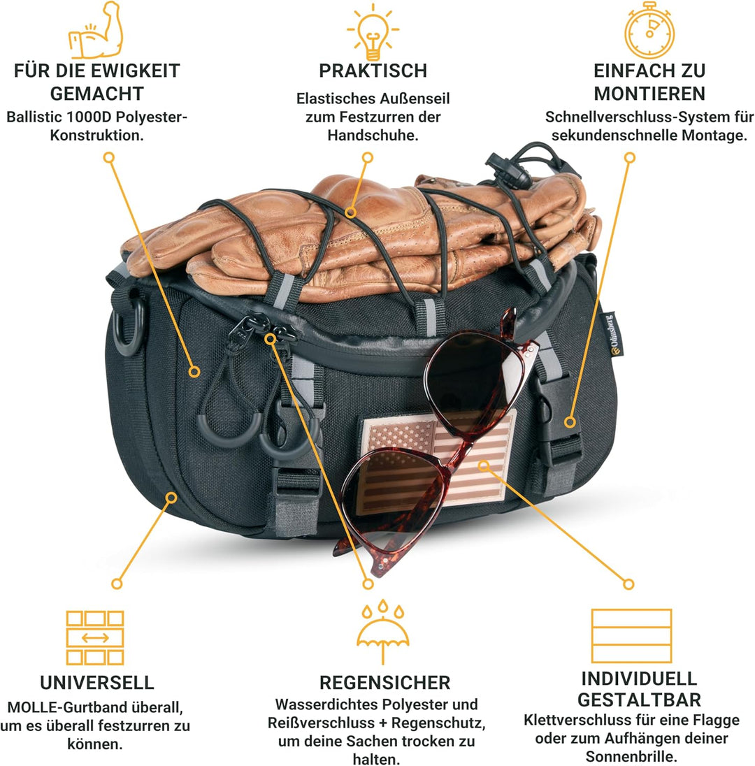 ODINSBERG 3L Multifunktionale wasserdichte Lenkertasche Motorrad Lenkertasche Fahrrad Ebike Gepäckro