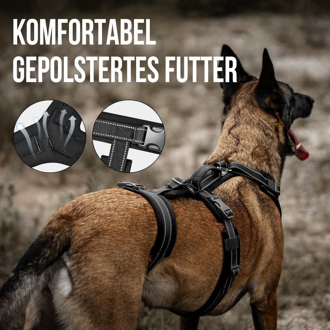 OneTigris Hundegeschirr, HOUNDLOCK Taktisches Geschirr Ausbruchsicher Einstellbar Weich Gepolstert B