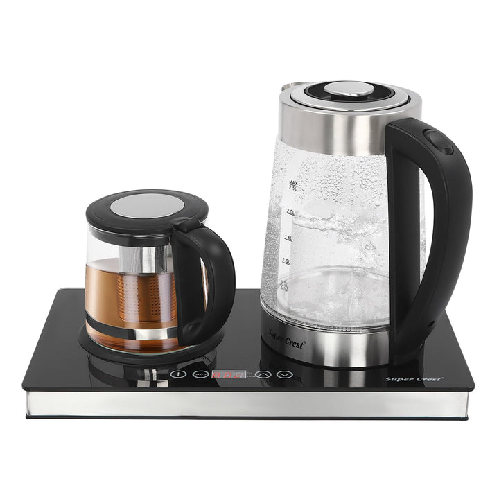 Wasserkocher Elektrischer, 1500W LCD Electric Glas Teekocher mit Touchscreen für Kaffee und Tee, Sch