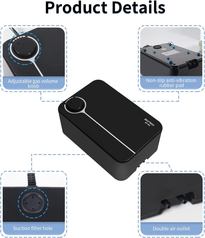 boxtech Ultra-Leise Luftpumpe für Aquarium, Die Luftpumpe kann die DREI Anforderungen erfüllen, leis