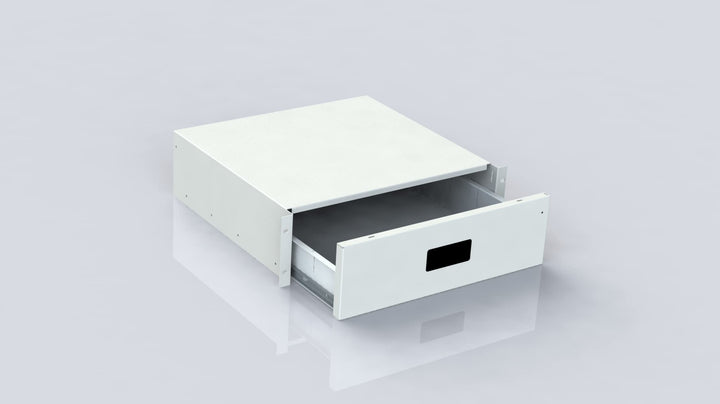 Rackschublade 3HE - 19 Zoll Schublade 440mm Tiefe - lichtgrau ohne Schloss Lichtgrau, ohne Schloss L