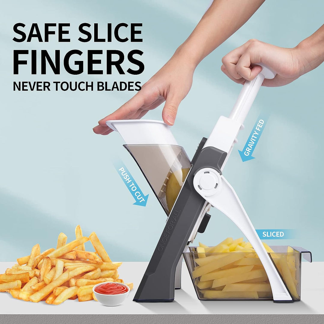QYKIC Gemüseschneider, ONCE FOR ALL Verstellbar Gemüsehobel Mandoline Vegetable Slicer Kartoffelschn