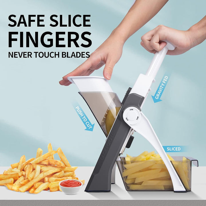 QYKIC Gemüseschneider, ONCE FOR ALL Verstellbar Gemüsehobel Mandoline Vegetable Slicer Kartoffelschn