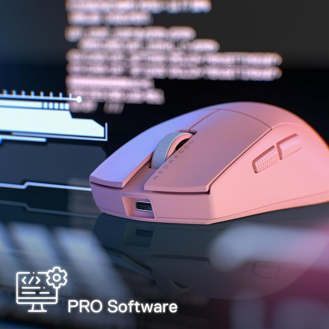Redragon M916 PRO 3-Modus Wireless Gaming Maus, 49G Ultra-Leicht 26K DPI Maus mit Ergonomischem Natü